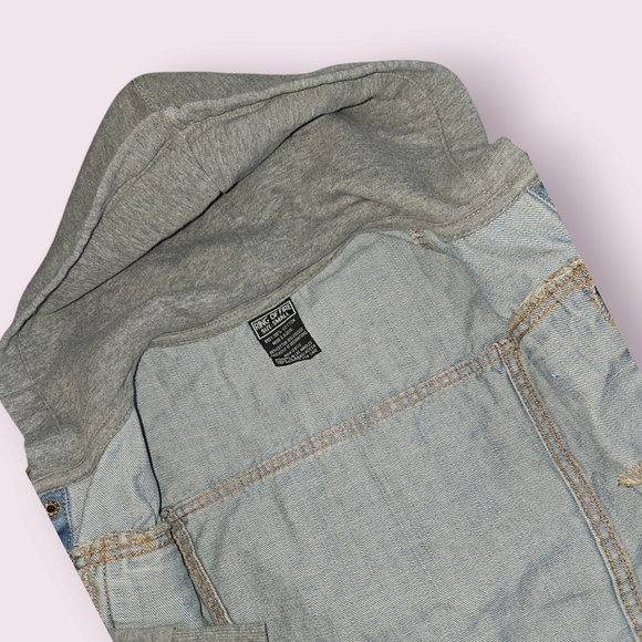 Ring of Fire Denim Jacket Gray Hoodie Size Small - Picture 2 of 3